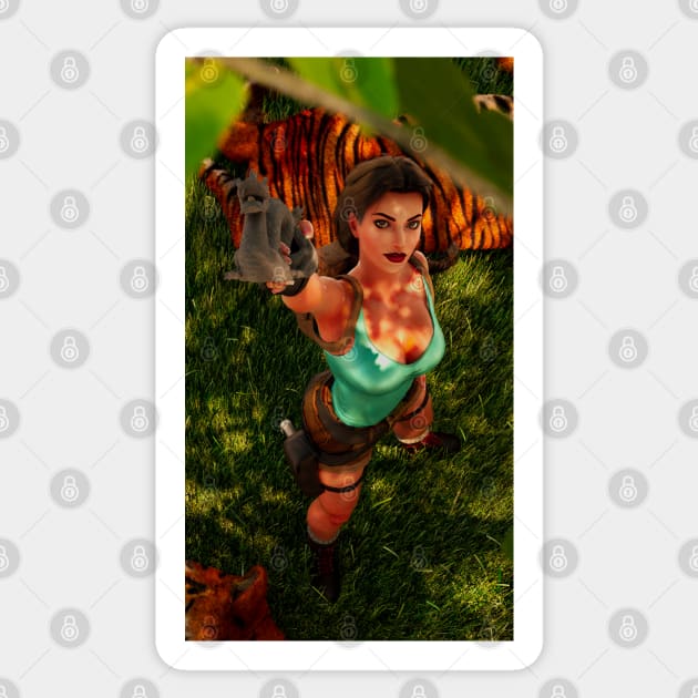 Lara Croft found the stone dragon Sticker by James-Cr